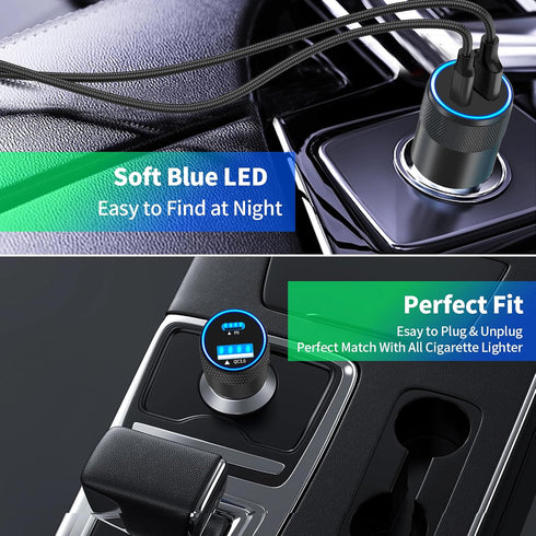 USB-C Car Charger Fast Charging Adapter, Rombica 2Pack 66W Type-C PD&QC3.0 Power Cigarette Lighter USB Car Charger for iPhone 15/15 Pro/15 Pro Max...