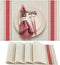 DACHUI Placemats Set of 4, Soft & Elegant Woven Vinyl Place Mats, Water Resistant, Heat Resistant, Washable, Durable Table Mats (Red Stripes)...