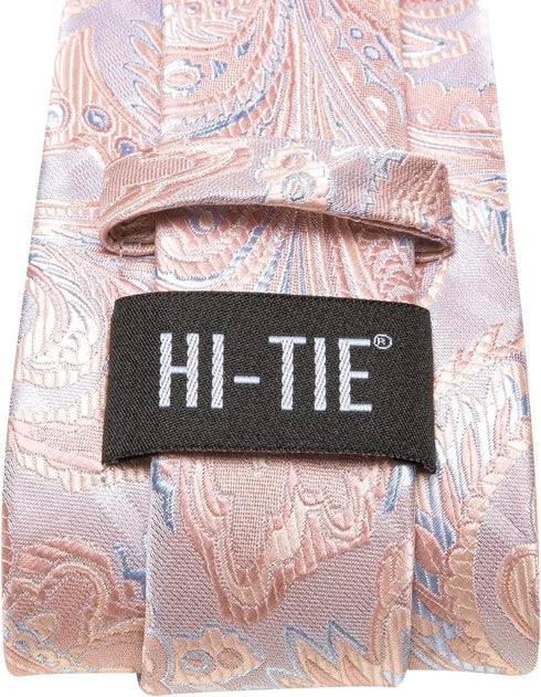 Hi-Tie Men's Wedding Tie Set And Pocket Square Jacquard Woven Silk Necktie Cufflinks With Lapel Pin For Party Prom...