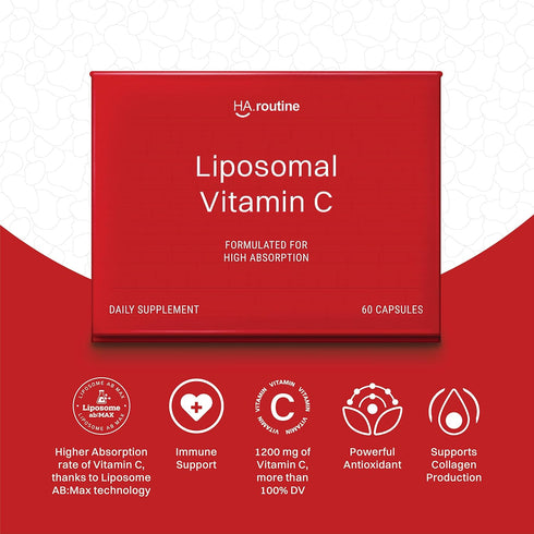 Liposomal Vitamin C Capsules - 1200mg per Serving, High Absorption Vegan Vitamin C Capsule, Powerful Antioxidant Supplement for Immune Support, Co...
