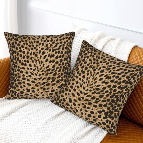 Leopard Skin Wild Animal Print Throw Pillow Cover Set of 2 Decorative Square Pillowcase Throw Cushion Case for Bedroom, Living Room, Sofa, Couch a...