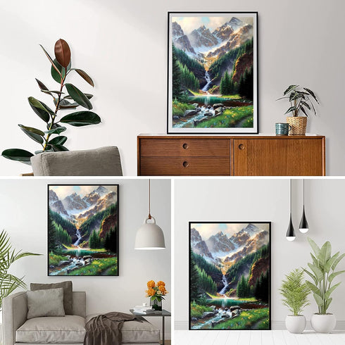 LELEMON Diamond Painting Kits,Waterfall Diamond Art for Adults,Mountain 5d Diamond Painting Kits for Adults,Scenery Diamond Art Kits with Diamond ...