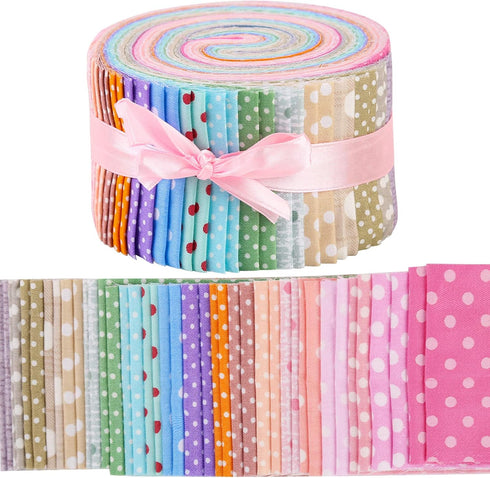 Jelly Roll Fabric, Roll Up Cotton Fabric Quilting Strips, Jelly Roll Strips for Quilting, Patchwork Craft, Patchwork Fabrics Sets with Different P...