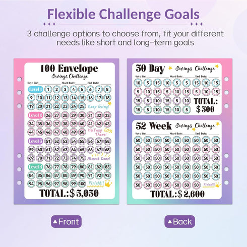 Sooez 100 Envelopes Money Saving Challenge, Savings Challenges Book with Envelopes, Flexible Saving $5050, 2600, 300, Savings Binder with 100 Pock...