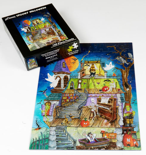 Spooky Halloween Jigsaw Puzzle 100 Piece by Vermont Christmas Company - 19"x13" - Large Pieces, Perfect for Kids & Seniors...