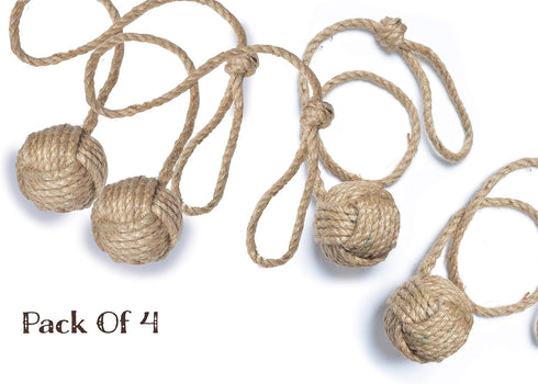 RII Beautiful Curtain Tiebacks, Natural Soft Jute Curtain Rope Pullback, Handmade Rustic Decorative Curtain Holdbacks, Hand Braided Modern Drapery...