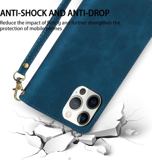 ZZXX for iPhone 12 Case Wallet with Card Slot Premium Soft PU Leather Zipper Flip Folio Wallet with Wrist Strap Kickstand Protective for iPhone 12...