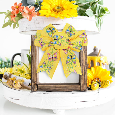 Whaline 6 Roll Butterfly Wired Edge Ribbon 36 Yards Colorful Butterfly Daisy Flower Plaids Craft Ribbon Spring Summer Farmhouse Fabric Ribbon for ...