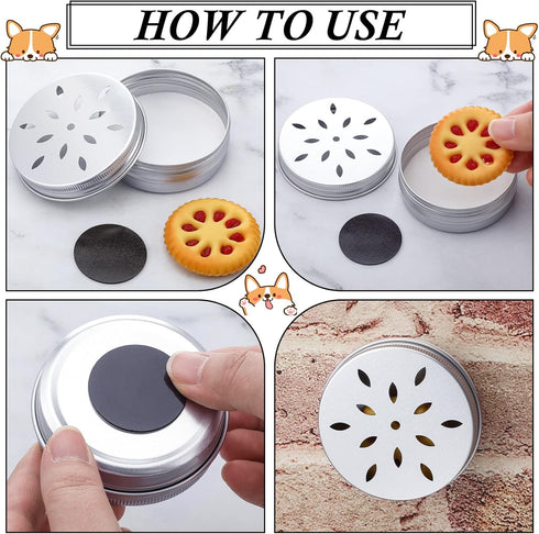 Oudain 12 Pack Dog Scent Work Tins, Dog Scent Training Box, Dog Nose Metal Container with 12 Magnetic Dots, Dog Scent Training Kit Smell Training ...