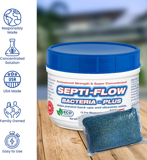 Septic Tank Treatment | Septic Enzyme Pods | 1 Year Supply | Fast-Dissolving, Live Bacteria-Plus Enzyme Treatment | Prevents Costly Backups & Odor...