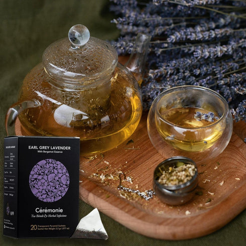 Ceremonie Earl Grey Lavender Tea - Rich Black Tea Infused With Touch of Lavender & Bergamot Essence - Gentle, Light-Bodied, Kosher & Aromatic - Ca...