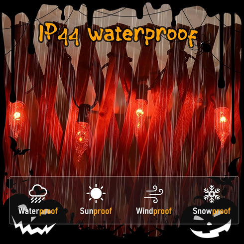 Halloween Orange Flickering Flame String Lights, C18 Halloween Decorations Lights Outdoor with 10 Orange Flicker Flame Bulb for Christmas Fireplac...