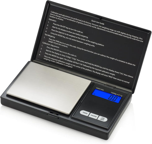 Smart Weigh Digital Pocket Gram Scale, 1000g x 0.1 Grams, Digital Gram Scale, Jewelry Scale, Food Scale, Medicine Scale, Kitchen Scale Black, Batt...