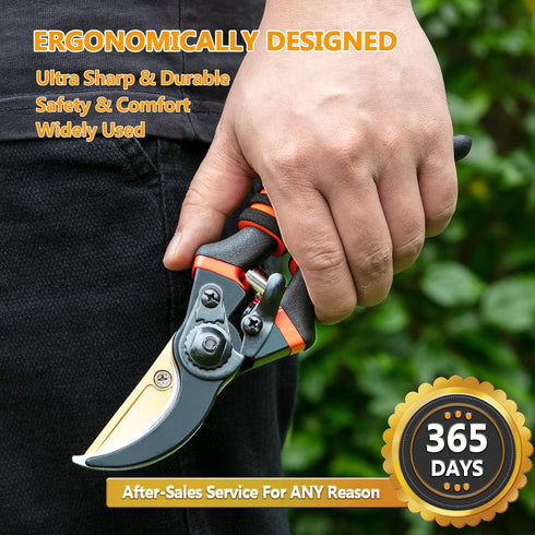Pruning Shears, Garden Shears - Hewog 8.5" Professional Premium SK5 Steel with Titanium Bypass Pruning Shears for Gardening, Sharp Handheld Heavy ...