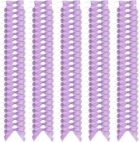 Bright Creations 100 Pack Purple Twist Tie Bows for Treat Bags, 3" Small Satin Ribbons for Craft Decoration, Gift Wrap, Themed Party Favors, Baked...