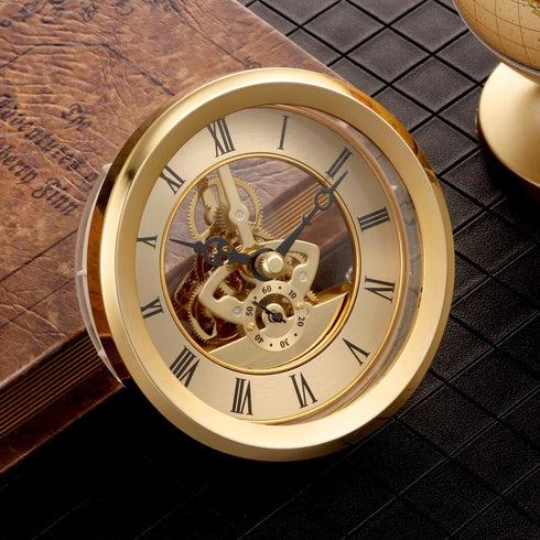 Hicarer 4 1/16 Inch Gold Skeleton Clock Insert with Gold Bezel...