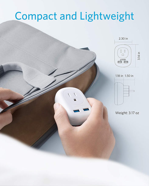 Anker European Travel, PowerExtend USB Plug International Power Adapter with 2 USB Ports and 1 Outlet, US to Most of Europe EU Spain Iceland Italy...