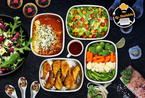 ReHeatables Aluminum Food and Storage Containers Reusable and Disposable Tray with Lids Freezer Oven Safe Meal Prep Baking Roasting Storing Reheat...