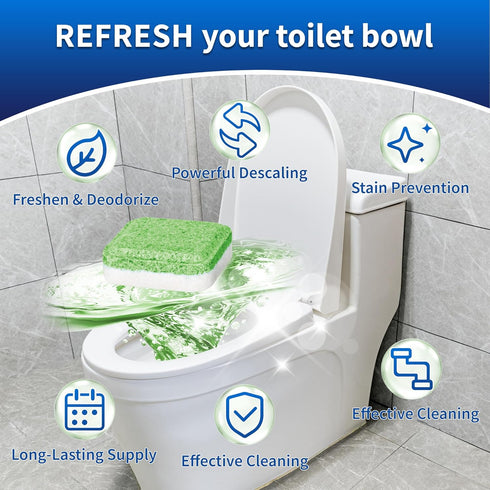 Toilet Bowl Cleaner Tablets, Leaves Bowl Sanitary, Freshens, Deodorizes, Descales & Repels Tough Stains, Helps Prevent Limescale Buildup, Safe for...