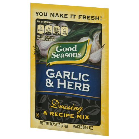 Good Seasons Salad Dressing & Recipe Mix, Garlic & Herb, 0.75 oz, 6 pk...