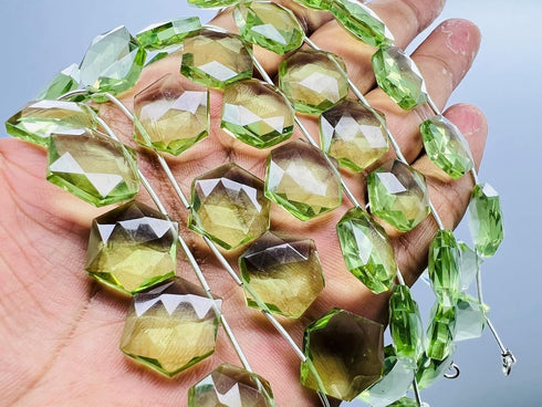 1 Strand Peridot Quartz 10 Pcs Beads Size 14x14mm Hexagon Shape Cut Faceted Beads for Jewellery Making, Beading & Craft Supplies KCRAFTS-RK_k53...