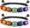 Hicarer 2 Pieces 7 Chakra Reiki Healing Crystal Stretch Bracelets Natural Gemstone Relief Yoga Bracelets Braided Rope Bracelets Healing Bead Brace...