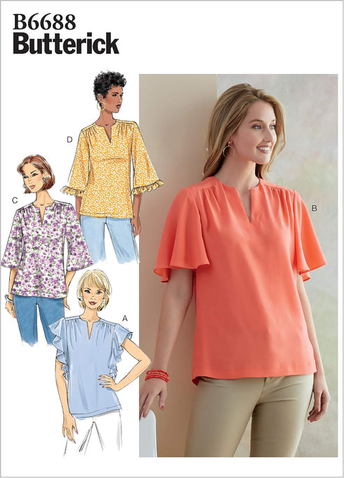 Butterick B6688E5 Easy Semi-Fitted Women's Blouse Sewing Patterns, Sizes 14-22...