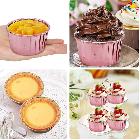 5.5 Oz Foil Muffin Cups Muffin Tins 50 Pack,LNYZQUS Jumbo Cupcake Liners With Lids,Disposable Ramekins Pans Cupcake Cups Wrappers,Cupcake Baking C...