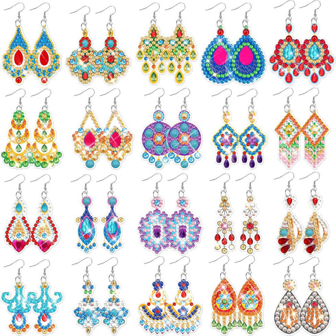 Kigeli 20 Pairs Diamond Painting Earrings Jewelry Diamond Art Earring Kit for Jewelry Making 5D DIY Earring Making Kit for Adults Kids Boho Dangle...