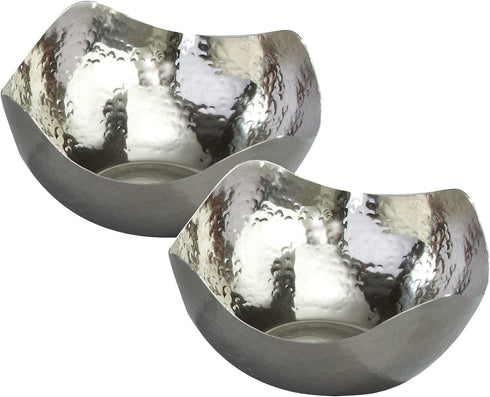 Elegance Hammered 6-Inch Stainless Steel Wave Serving Bowls, Set of 2, Silver...