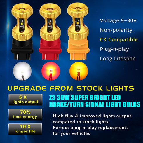 Alla Lighting T25 3156 3157 LED Amber Yellow Bulbs, Super Bright Directional Blinker Lamps Replacement 3757, 4757, 3457 4157-N-A-K 3000lms Turn Si...