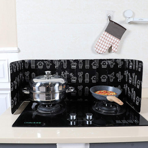 2 Pcs 3 Sided Splatter Guard Foldable Grease Splatter Screen for Frying Pan Aluminum Foil Splash Guard for Stove Top Oil Splash Insulation Block B...