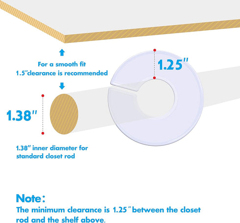 30 Pack White Round Clothing Size Closet Rack Dividers Hangers with 1 Bonus Marker (Outer 3.5”, Inner 1.38” in Diameter)...