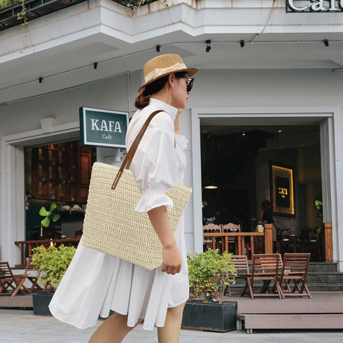 Womens Large Straw Beach Tote Bag Handmade Woven Shoulder Bag Handbag Purse for Summer...