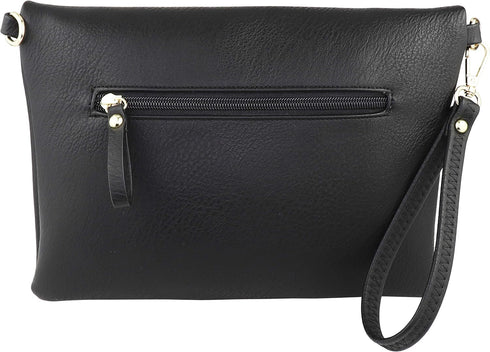 B BRENTANO Fold-Over Envelope Wristlet Clutch Crossbody Bag with Tassel Accents...