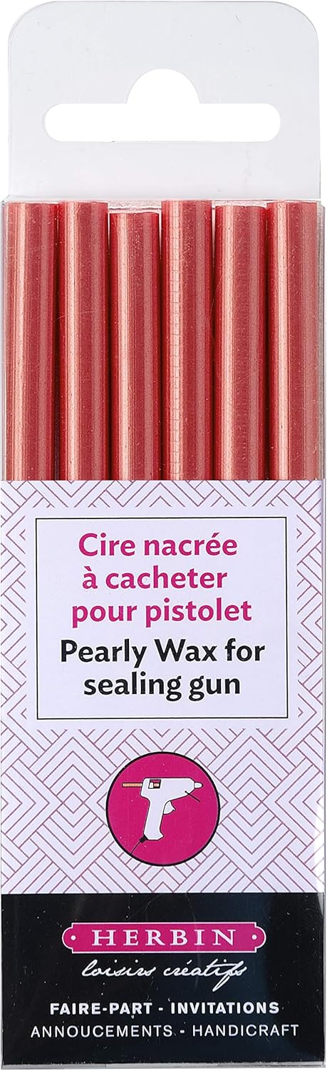 Herbin Pearlescent Glue Gun Wax - 4 3/4 long - Old Rose...