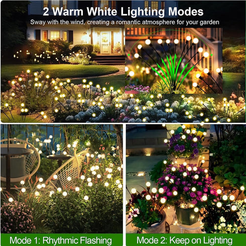 Lezonic Solar Swaying in Wind Firefly Lights,4 Pack Total 32LED Starburst Solar Garden Lights for Outside, Solar Fairy Lights Outdoor Waterproof f...
