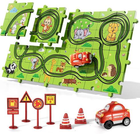 Bennol Toddler Toys Gifts for 3 4 5 Year Old Boys, 39 Jigsaw Puzzle Race Track Car Set Toys for Kids Boys Toddlers 3-5 4-6, Puzzle Tracks Car Toys...