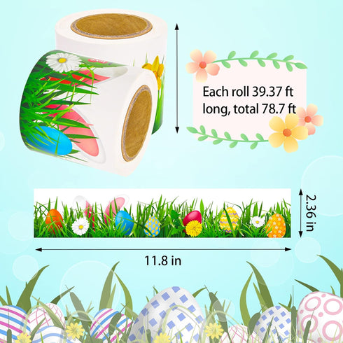 Spring Easter Bulletin Board Border, 2 Rolls Spring Green Grass Easter Egg Bunny Bulletin Board Border Trim for Spring Easter School Classroom Hol...