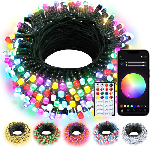 echosari Smart String Lights 100 LED 33Ft RGB Built in Chip Fairy Lights with Remote & App Control, 16 Million Color Changing Christmas Trees Ligh...