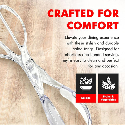 Chef Craft Premium Salad Scissor Tongs, 11.25 inch, Clear...