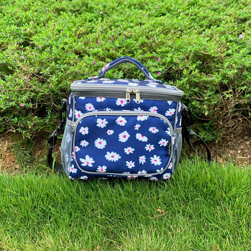 FlowFly Insulated Reusable Lunch Bag Adult Large Lunch Box for Women and Men with Adjustable Shoulder Strap,Front Zipper Pocket and Dual Large Mes...