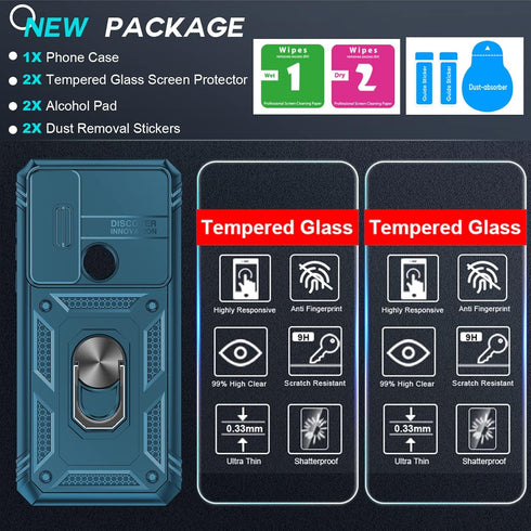 LeYi for Moto G Power 2022 Case: Moto G Pure Phone Case with Slide Camera Cover + 2 Pack Screen Protector, Military Grade 360 Full Body with Kicks...
