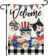 4th of July Patrioctic Cat Garden Flag 12x18 Inch Vertical Double Sided Welcome Floral Cat Memorial Day Independence Day Outside Yard Party Decora...