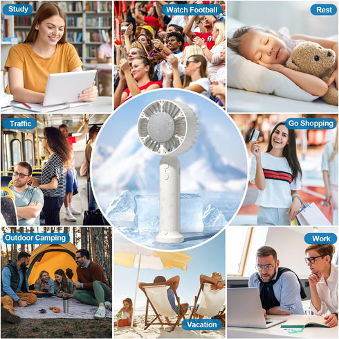 Handheld Cooling Fan, Portable Mini Fan with Cold Compress Function, USB Rechargeable Battery, 3 Speeds Adjustable Rechargeable for Eyelash Makeup...