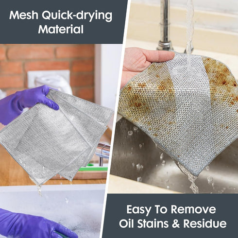 Non Scratch Wire Dishcloth, 5 Pack Multipurpose Soft Wire Dishwashing Rag Dish Rags for Washing Dishes, Non-Stick Cookware, Scrubs & Cleans for Si...