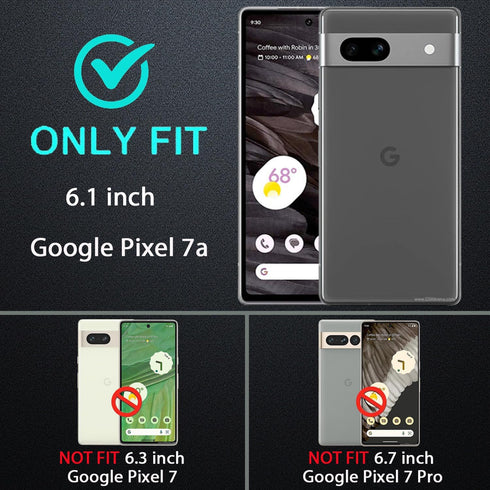 for Google Pixel 7a Case, Military Grade 3 in 1 Heavy Duty Shockproof/Drop Proof/Dust Proof Case with 2Pcs Tempered Glass Screen Protector (Blue/T...