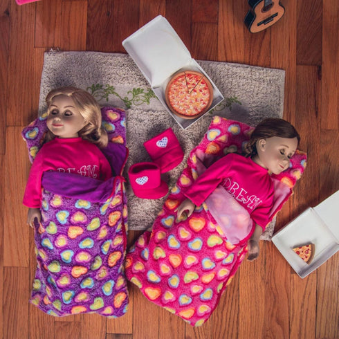 THE QUEEN'S TREASURES 18 Inch Doll Accessories, Set of 2 Soft Sleeping Bag Bedding (1 Pink and 1 Purple), Compatible with American Girl...