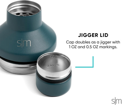 Simple Modern Cocktail Shaker Set with Jigger Lid | Stainless Steel Boston Shaker Insulated Martini Mixer for Mocktails | Gifts for Men Women Him ...