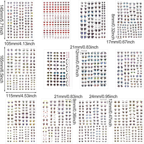 Joez Wonderful 12Pcs Water Eye Stickers for Dolls, Eye Water Decals Cute Cartoon for Doll Clay Accessories...
